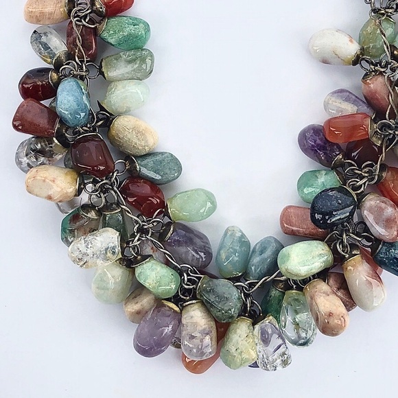Multicolored Real Stone Beaded Necklace - Picture 8 of 10